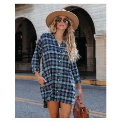 Autumn V-Neck Plaid Women's Long Sleeve Top  Autumn V-Neck Plaid Women's Long Sleeve Top