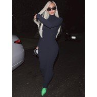  2024 Autumn Pure Color High Collar Women's Dress