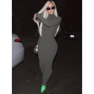  2024 Autumn Pure Color High Collar Women's Dress