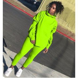 Casual Pure Color Hooded Women's Two-Piece Set  Casual Pure Color Hooded Women's Two-Piece Set