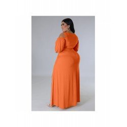 Large Size Solid Color V-Neck Two-Piece Skirt Sets  Large Size Solid Color V-Neck Two-Piece Skirt Sets