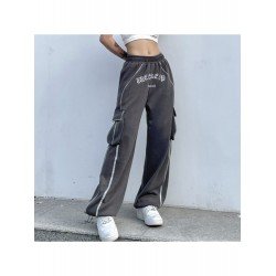 Casual Patchwork Straight Leg Embroidery Trousers