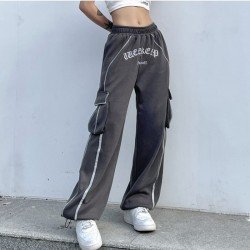 Casual Patchwork Straight Leg Embroidery Trousers