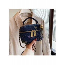 Fashion Letter Printed Chain Zipper Bucket Bag  Fashion Letter Printed Chain Zipper Bucket Bag