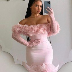  Gauze Backless Off Shoulder Women's Dress