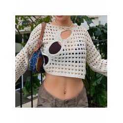  Pure Color Hollowed Out Knitting Undershirt