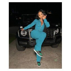 Pure Color Casual Hooded Zipper Women's Set  Pure Color Casual Hooded Zipper Women's Set