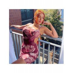 Sexy Backless Print Bandage Women's Hip Dress  Sexy Backless Print Bandage Women's Hip Dress