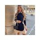  2024 Contrast Color Ruffled Women's Long Sleeve Dress