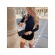  2024 Contrast Color Ruffled Women's Long Sleeve Dress