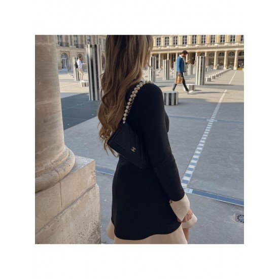  2024 Contrast Color Ruffled Women's Long Sleeve Dress