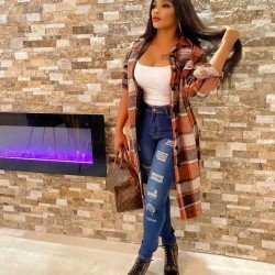 Women Plaid Long Sleeve Button Up Long Coats