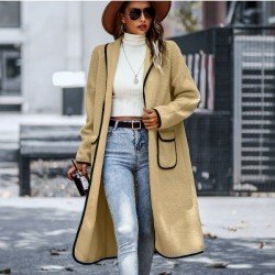 Spring White Pocket Long Sleeve Cardigan Coats 