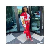  Shark Printing Baseball Coat And Trouser Sets For Women