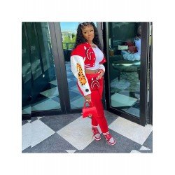  Shark Printing Baseball Coat And Trouser Sets For Women