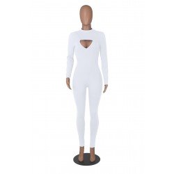 Hollow Out Simple Long Sleeve Skinny Jumpsuits Hollow Out Simple Long Sleeve Skinny Jumpsuits