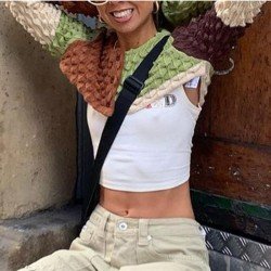 Ladies Ruched Color Blocking Cropped Tops 