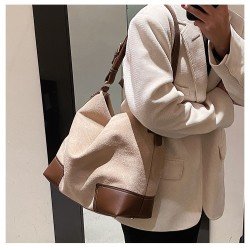 Versatile Vintage Casual Black Patchwork Tote Bags