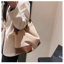 Versatile Vintage Casual Black Patchwork Tote Bags