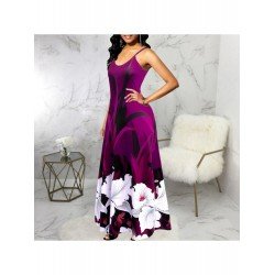 Fashion Backless Printing Sleeveless Dress For Women  Fashion Backless Printing Sleeveless Dress For Women