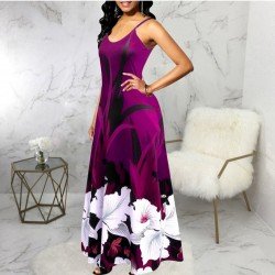 Fashion Backless Printing Sleeveless Dress For Women
