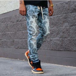  Fashion Printing Ripped Men's Denim Jeans