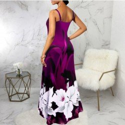  Fashion Backless Printing Sleeveless Dress For Women