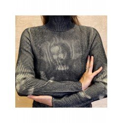 Turtle Neck Designer Printed Long Sleeve Ladies Tops