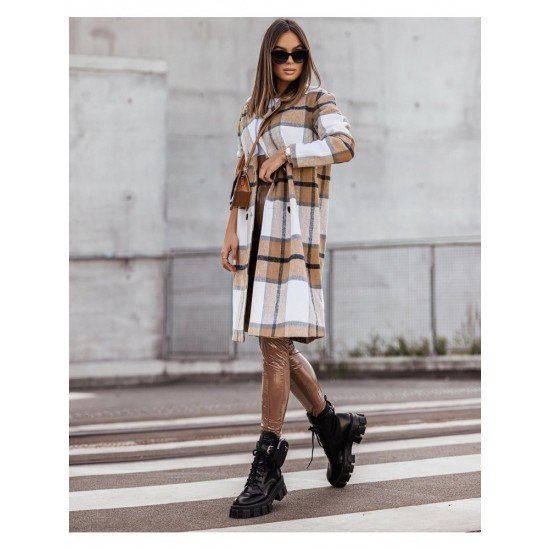  2024 Loose Mid-Length Plaid Wool Coats