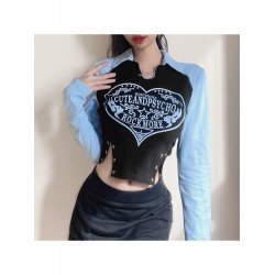  Fashion Letter Printing Contrast Color T-Shirt