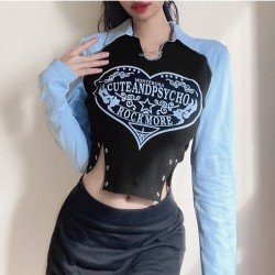  Fashion Letter Printing Contrast Color T-Shirt