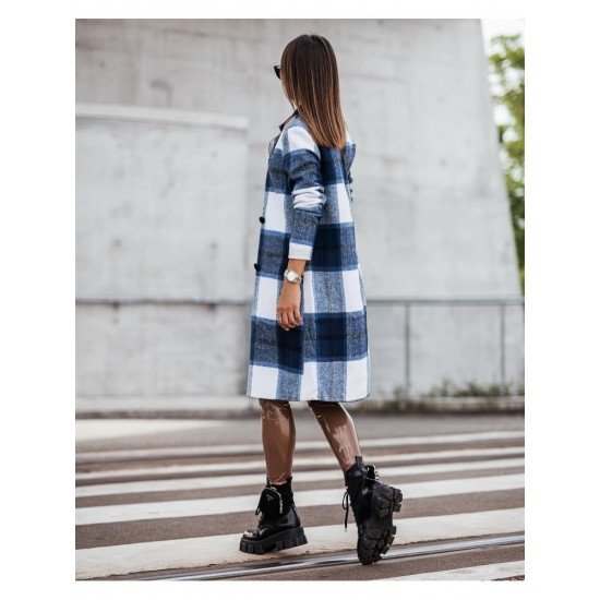  2024 Loose Mid-Length Plaid Wool Coats