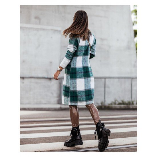  2024 Loose Mid-Length Plaid Wool Coats
