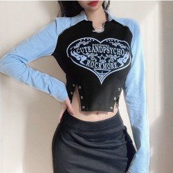  Fashion Letter Printing Contrast Color T-Shirt