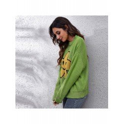 Casual Jacquard Weave Smiling Face Sweater  Casual Jacquard Weave Smiling Face Sweater