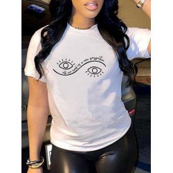 Eye Printed Short Sleeve T Shirts For Women