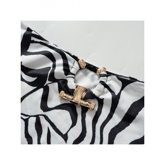  2024 Summer Zebra Print Split Women's Skirt