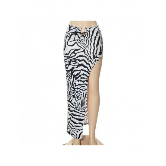  2024 Summer Zebra Print Split Women's Skirt
