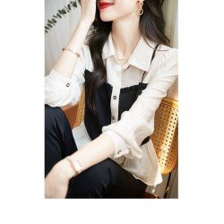  2024 New Fall Contrast Color Patchwork Shirt