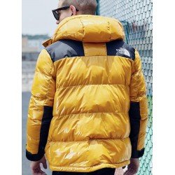Glossy Loose Color Block Hooded Mens Puffer Jacket Glossy Loose Color Block Hooded Mens Puffer Jacket