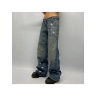 Y2K Style Star Straight Leg Low Rise Blue Jeans