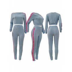  Fashion Round Neck Top And Skinny Trouser Sets