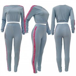  Fashion Round Neck Top And Skinny Trouser Sets
