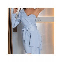 Summer Pure Color One Shoulder Backless Dress  Summer Pure Color One Shoulder Backless Dress