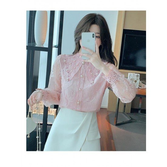  2024 Lace Embroidery Women's Long Sleeve Shirt