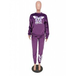 Leisure Butterfly Pattern Women's Trouser Sets  Leisure Butterfly Pattern Women's Trouser Sets