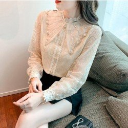  2024 Lace Embroidery Women's Long Sleeve Shirt