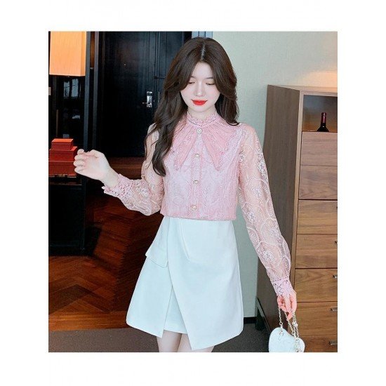  2024 Lace Embroidery Women's Long Sleeve Shirt