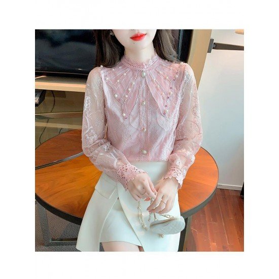  2024 Lace Embroidery Women's Long Sleeve Shirt