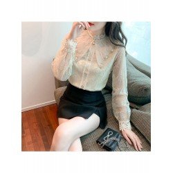  2024 Lace Embroidery Women's Long Sleeve Shirt